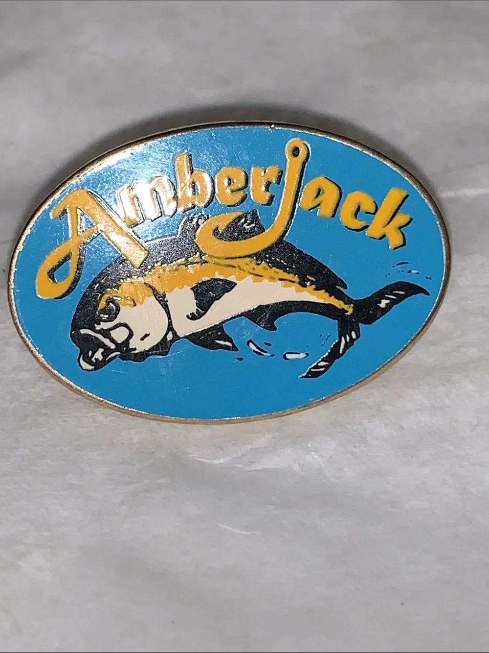 Enamel Pin - Blue and Gold Amberjack Fish Design